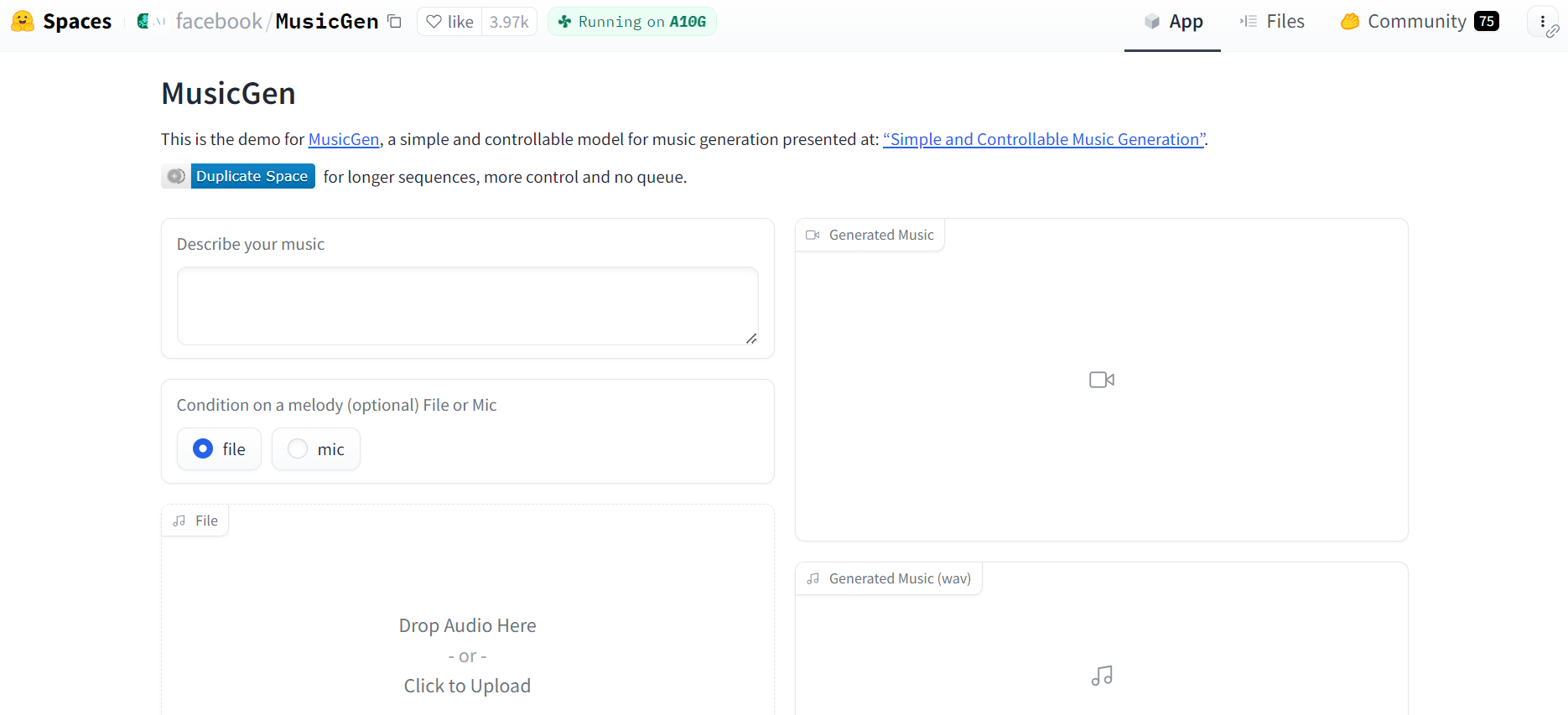 MusicGen by Facebook:
