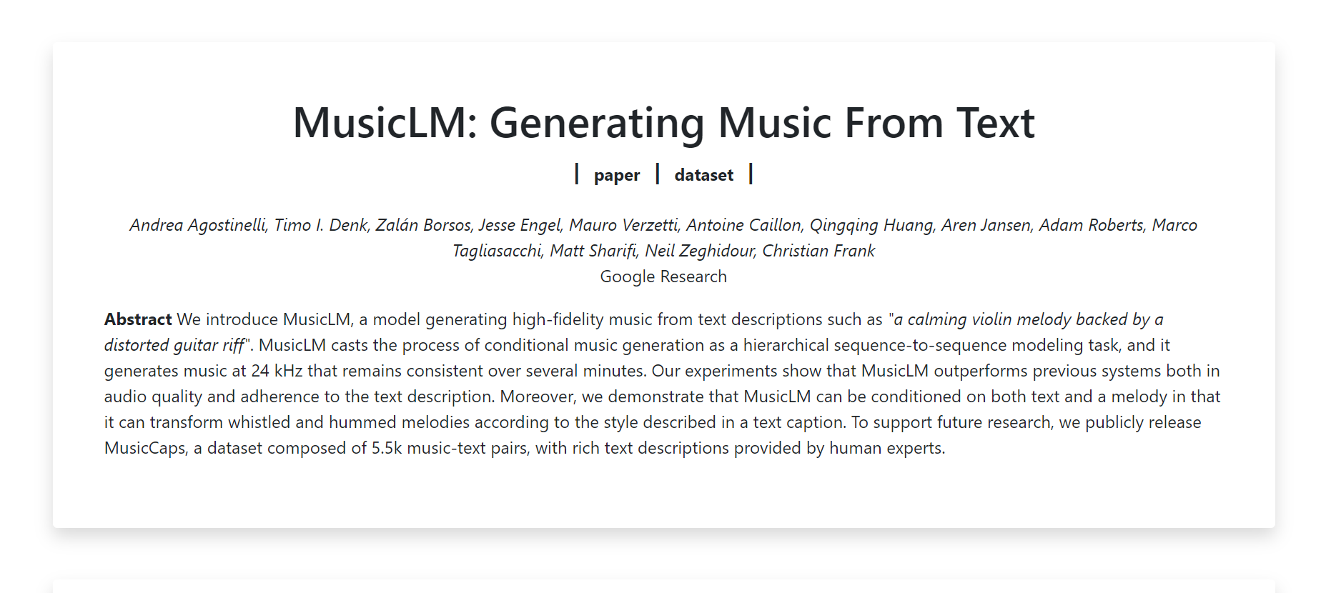 1. MusicLM :