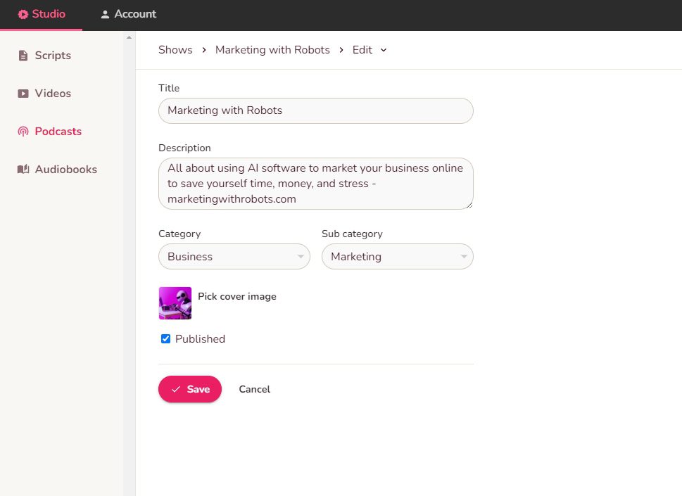 1. Creating a Podcast in Fliki AI
