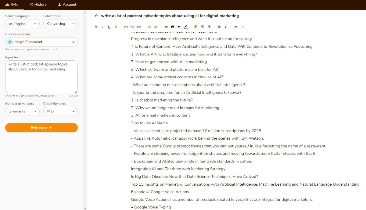 2. Use AI to come up with the podcast episode topic
