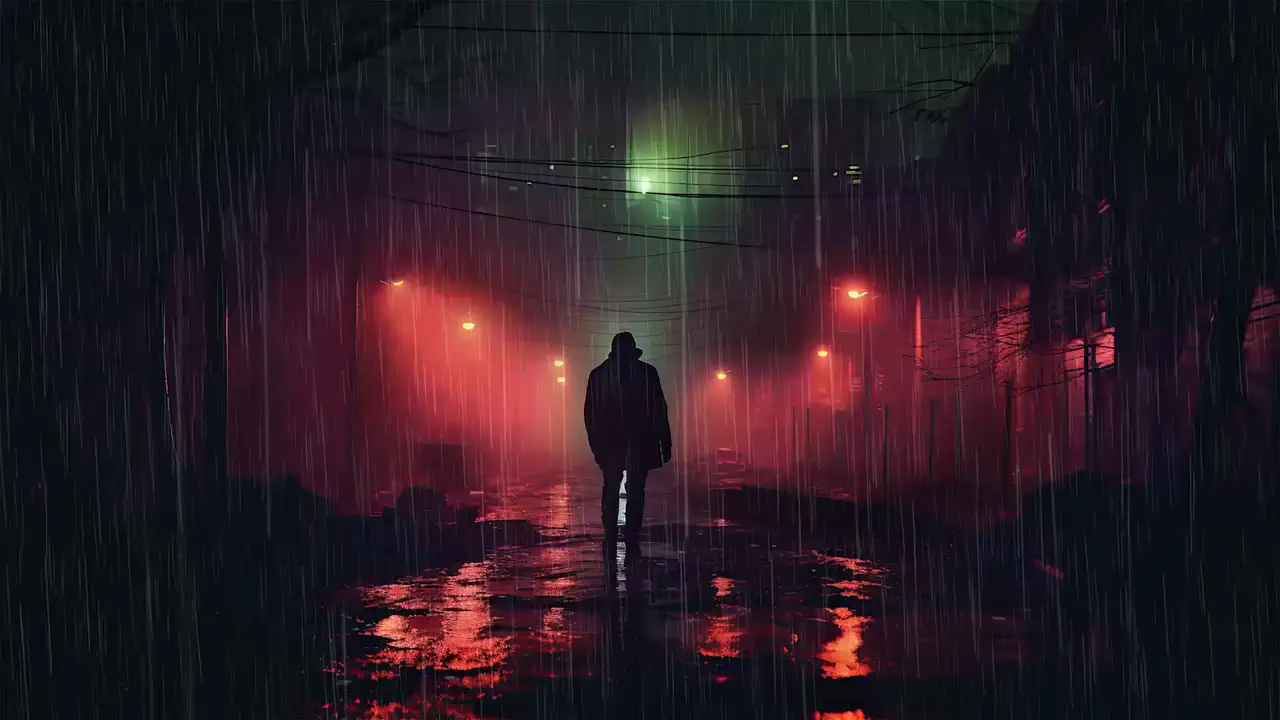 Neon Rain Wanderer