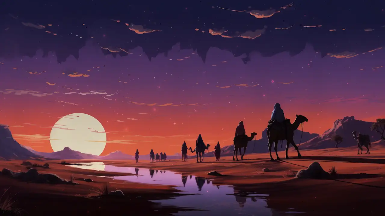 Desert Caravan Dusk