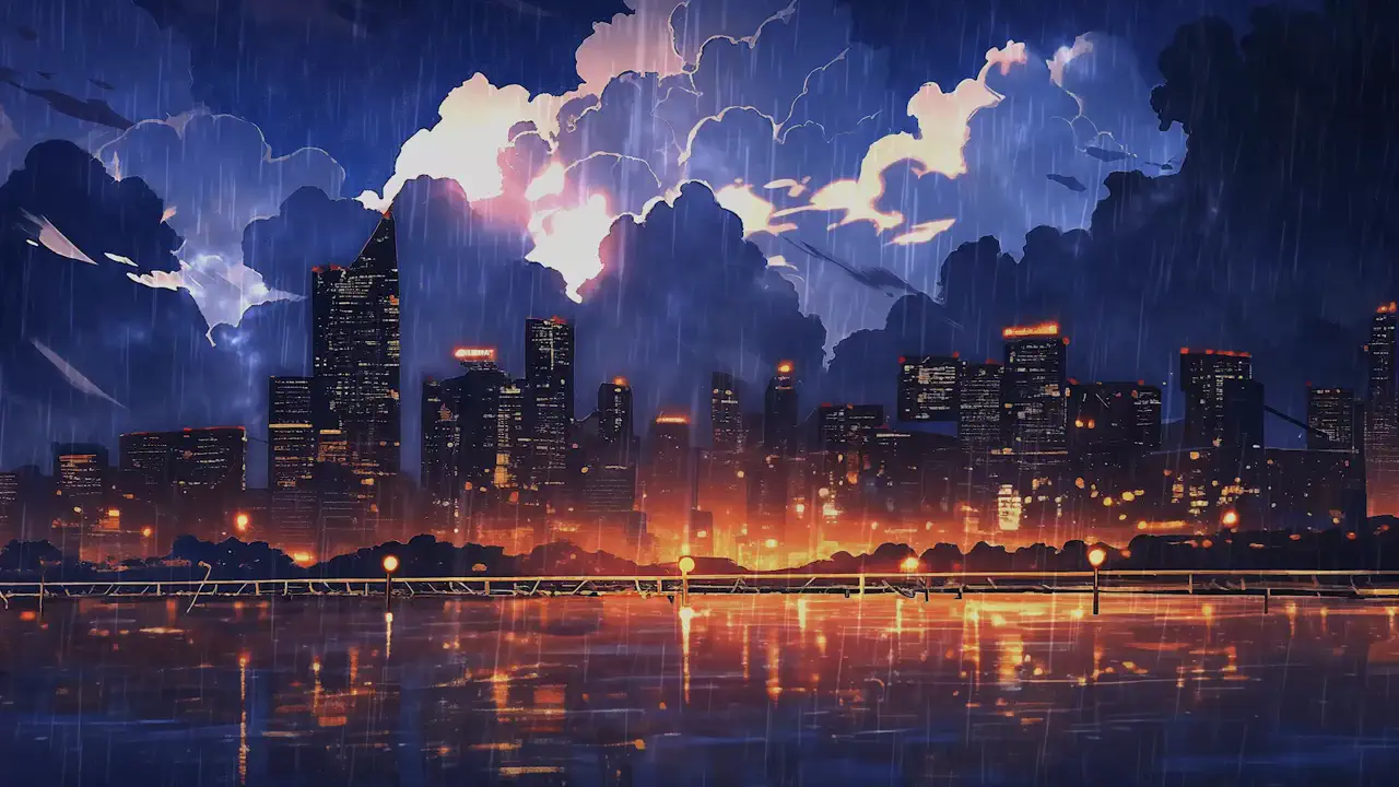 Neon Downpour Skyline