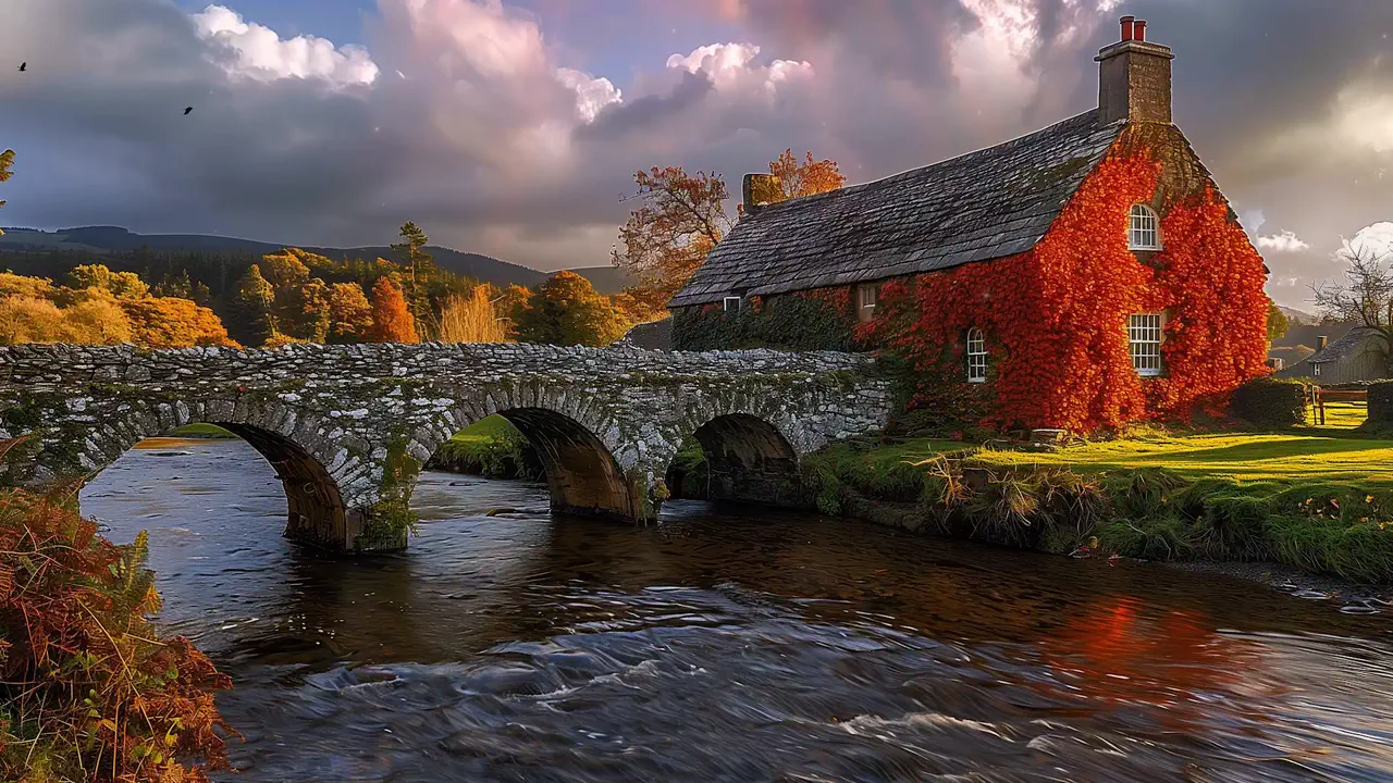 Autumn Stone Bridge
