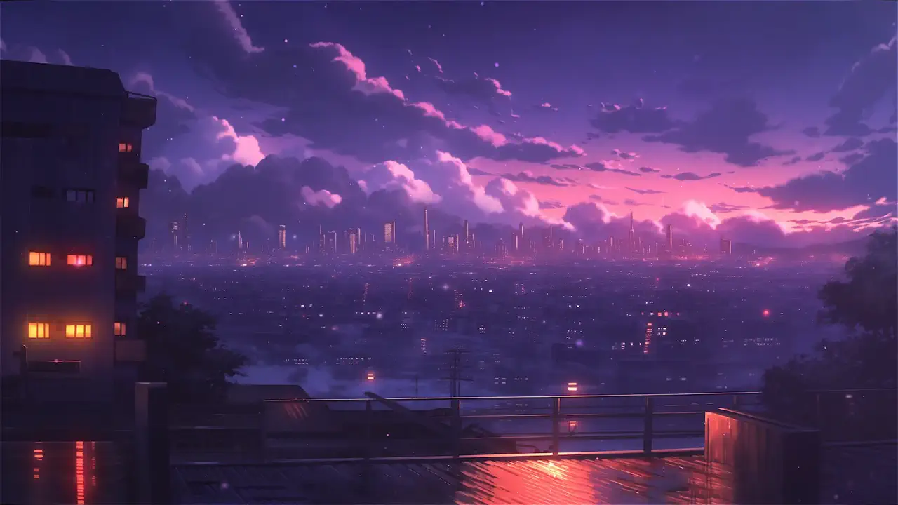 Neon Dusk Cityscape